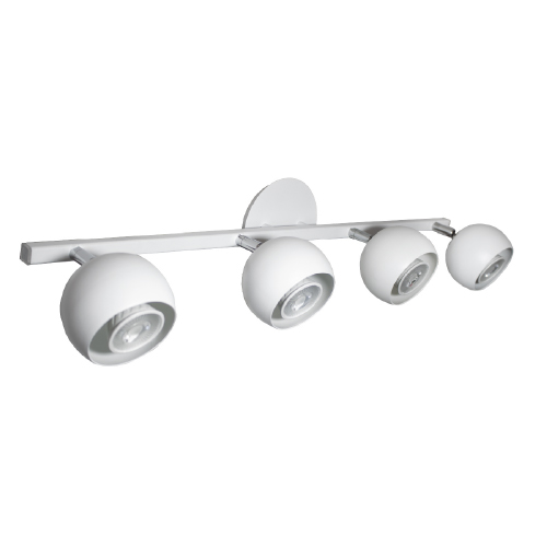 Aplique 4 luces GU10 con cabezal de diámetro 9 cm y barral de 65 cm blanco